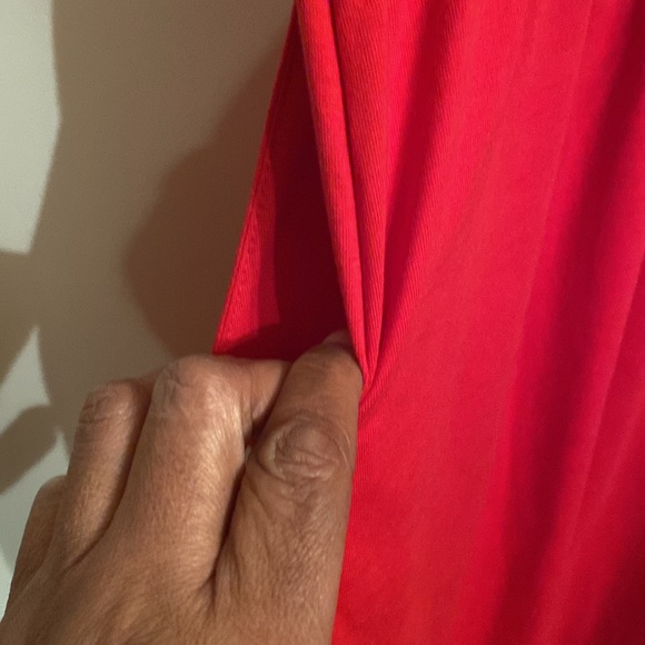 Zenana Plus Cotton Drawstring Waist Curved Hem Side Slits Dress Pockets Red 1X - Picture 5 of 8